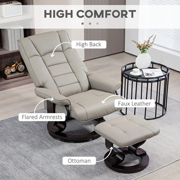 Niko Swivel Recliner Chair and Ottoman with High Back