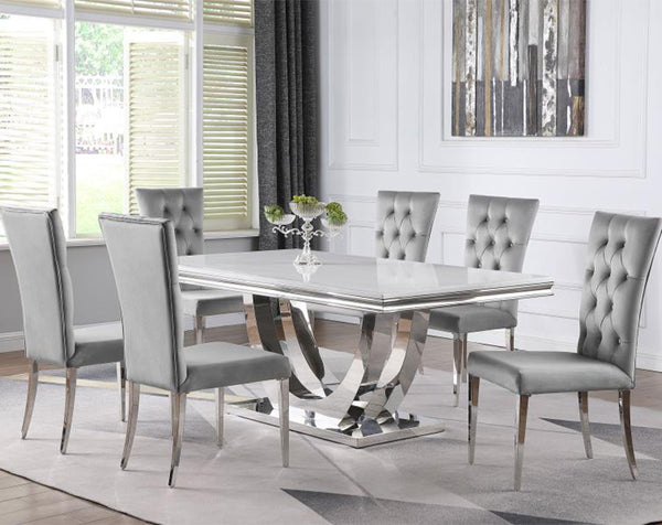 Kerwin 7-piece Rectangular Dining Table Set Grey and Chrome