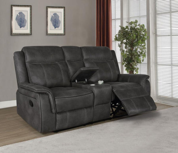 Coaster - Lawrence Upholstered Padded Arm Reclining Loveseat Charcoal