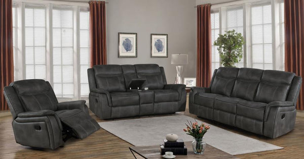 Coaster - Lawrence Upholstered Padded Arm Reclining Loveseat Charcoal