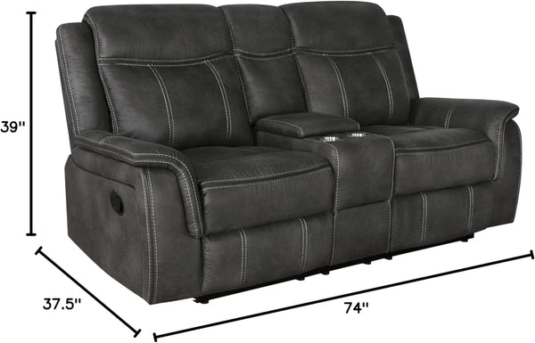 Coaster - Lawrence Upholstered Padded Arm Reclining Loveseat Charcoal