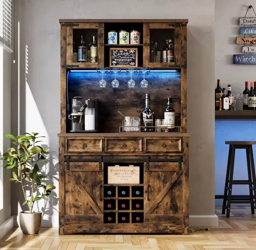 thumbnail image 2 of HOMCOM Farmhouse Barn Door Sideboard Buffet Cabinet With Adjustable Shelves – White Gloss 2 of 4