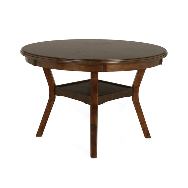 Modern Dining Delight: 5pc Round Table Set with Walnut Finish
