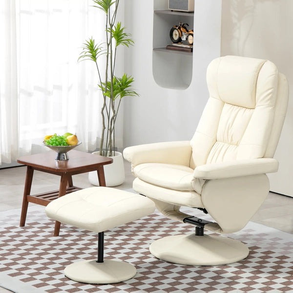 Carmen Swivel Recliner Chair with Ottoman with Round Wrapped Base