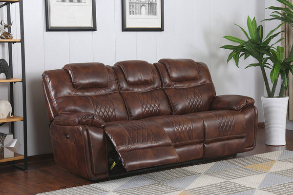 Sunset Trading Power Dual Reclining Sofa – Brown Leather Gel