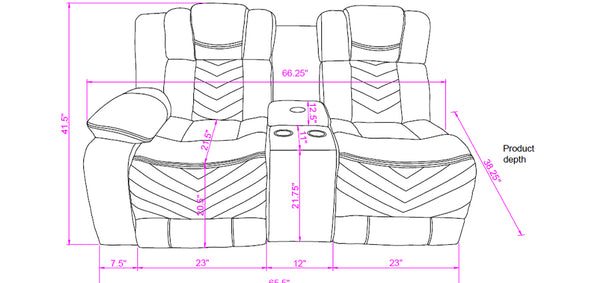 Ash Power Reclining Sectional With LED