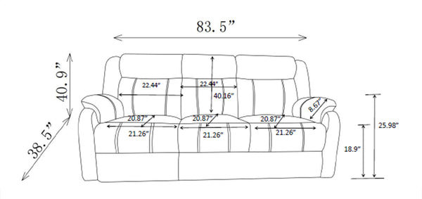 Global Furniture USA U7303 Granite 2-Piece Recliner Sofa Set