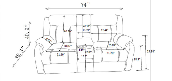 Global Furniture USA U7303 Granite 2-Piece Recliner Sofa Set