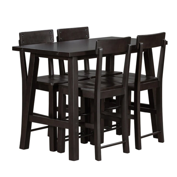 Modern Minimalism: Solid Wood Dining Table Set For 4 with Four Chairs