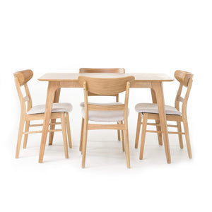 Modern Dining Delight: Beige Dining Table Set For 4 with 60 Inches Rectangular Design