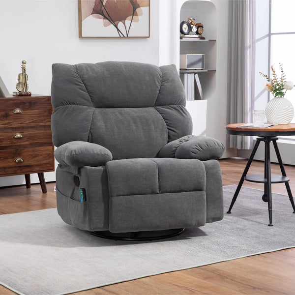 Tova Oversized Swivel Recliner Massage Chair with Footrest