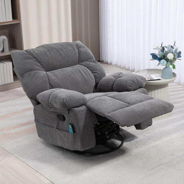 Tova Oversized Swivel Recliner Massage Chair with Footrest