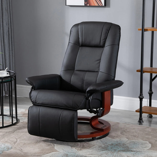 Cruz Swivel Recliner Chair with Footrest, Armrest and Wood Base