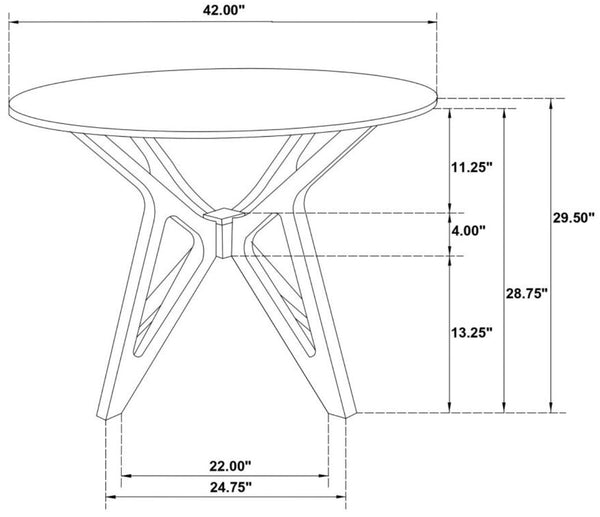 Coaster-Elowen 5-Piece Round Solid Wood Dining Set