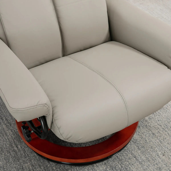 360° Swivel Reclining Chair with Wood Base and Matching Footrest