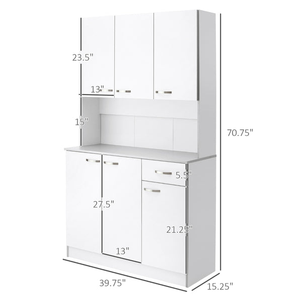 Efficient Kitchen Setup: 71" Freestanding Buffet with Hutch and Pantry Drawers
