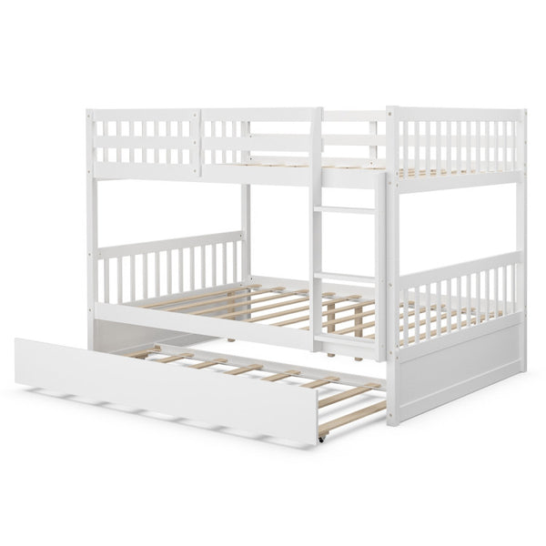 Twin Over Twin Bunk Bed with Ladder and Trundle