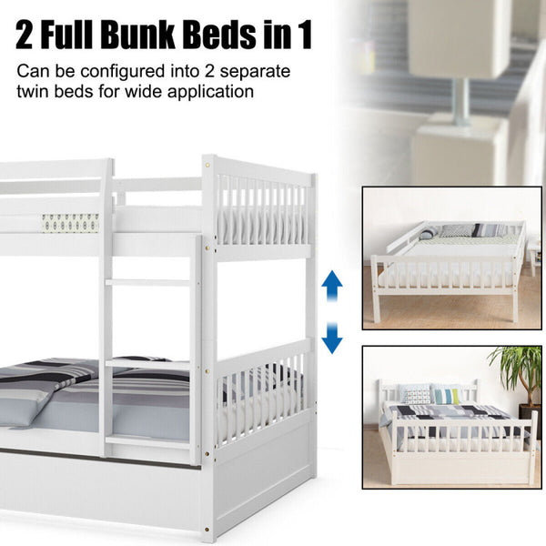 Twin Over Twin Bunk Bed with Ladder and Trundle