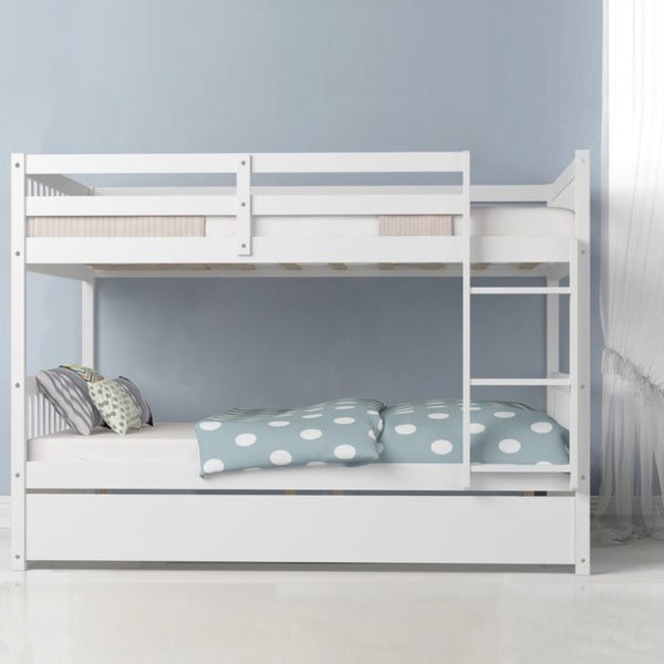 Twin Over Twin Bunk Bed with Ladder and Trundle