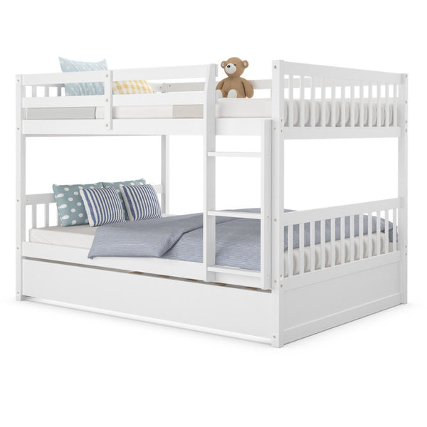 Twin Over Twin Bunk Bed with Ladder and Trundle