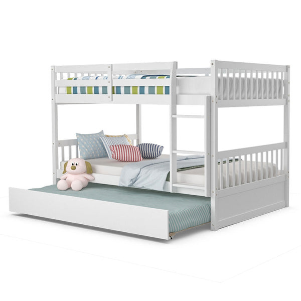 Twin Over Twin Bunk Bed with Ladder and Trundle