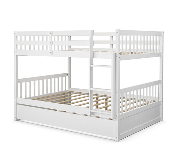 Twin Over Twin Bunk Bed with Ladder and Trundle