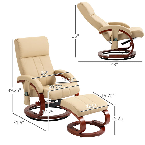 CozyAxis Electric Swivel Recliner Chair with 10 Vibration Points and 5 Massage