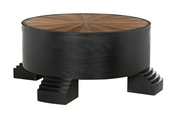 Noir -Tambour Coffee Table, Hand Rubbed Black with Veneer Top