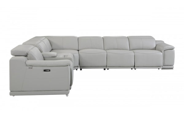 Global United 9762 - Divanitalia Power Reclining 7PC Sectional w/Console