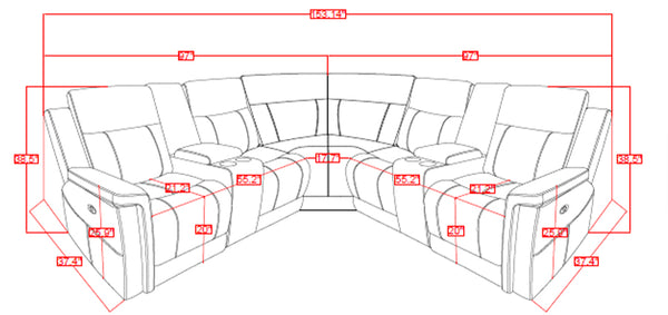 Greige Small Reclining Sectional