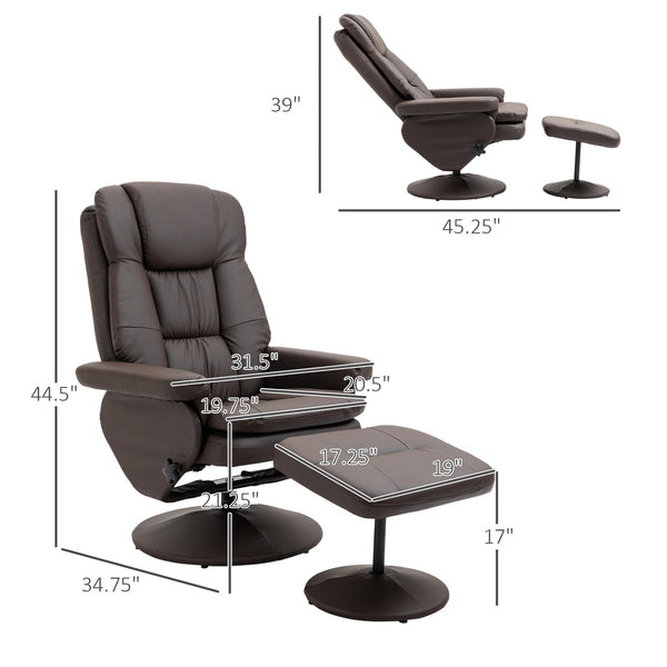 Carmen Swivel Recliner Chair with Ottoman with Round Wrapped Base