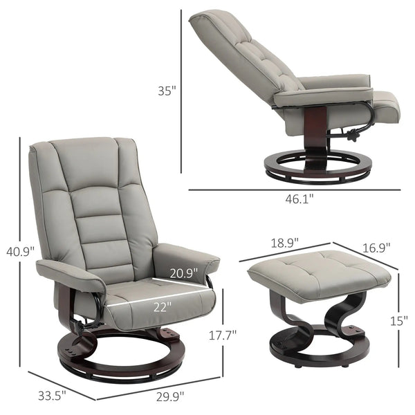 Niko Swivel Recliner Chair and Ottoman with High Back