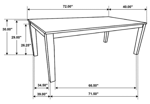 Coaster-Hollis Rectangular Solid Wood Dining Table