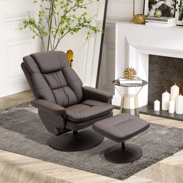 Carmen Swivel Recliner Chair with Ottoman with Round Wrapped Base