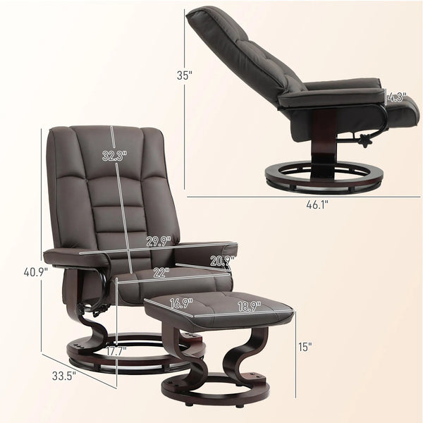 Niko Swivel Recliner Chair and Ottoman with High Back