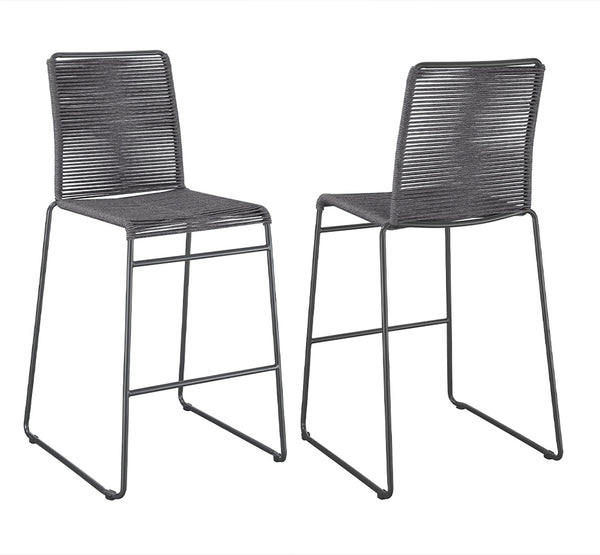 Jerome Woven Rope Metal Bar Chair Charcoal Set of 2