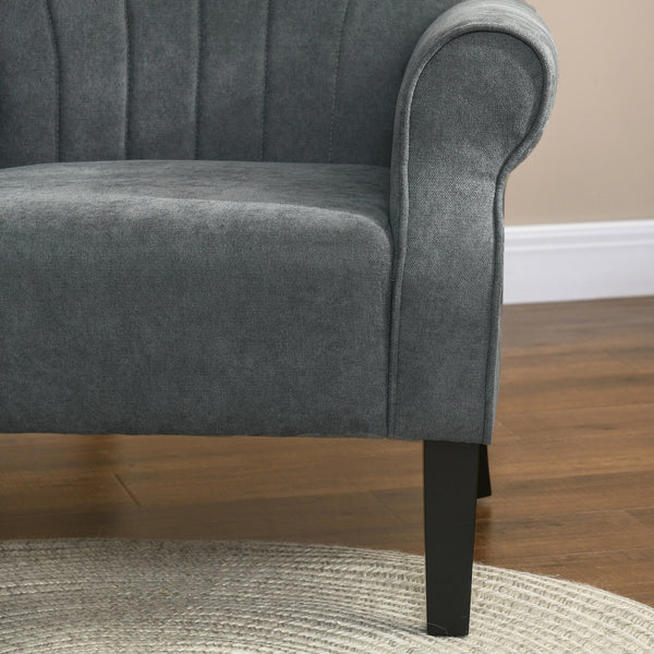 Fabric Accent Chair with Wood Legs