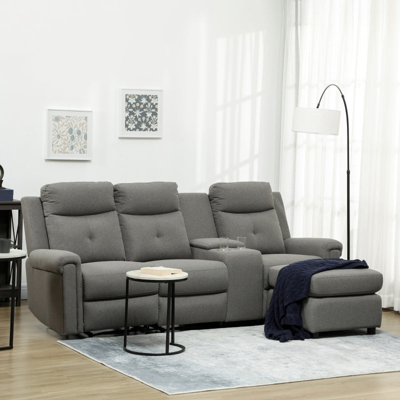 L Shaped Small Sectional Sofa Couch Set with Recliner, Storage