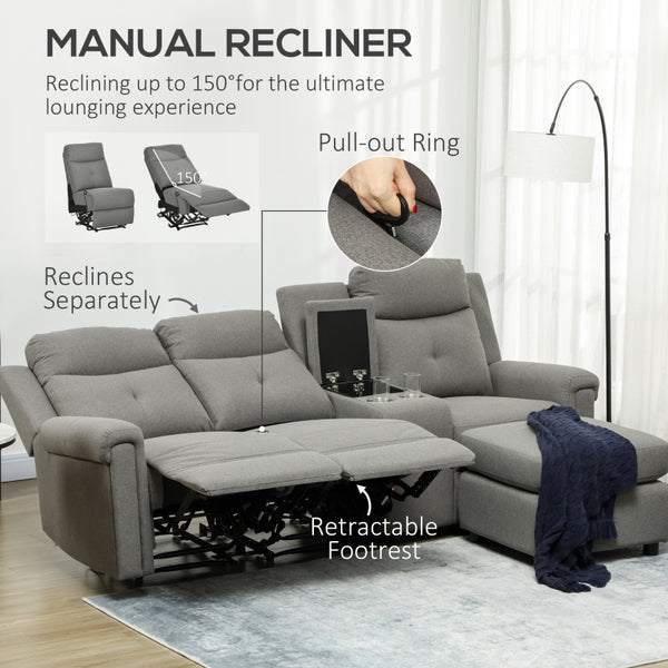 Cozy L Shaped Sectional Sofa: Recliner, Storage, USB Charging