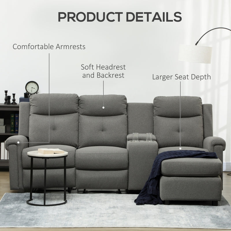 L Shaped Small Sectional Sofa Couch Set with Recliner, Storage
