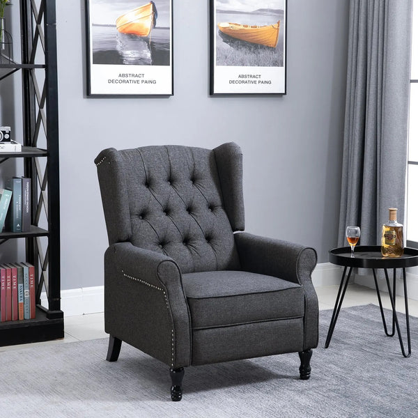 Tufted Push Back Accent Chair With Wingback Recliner