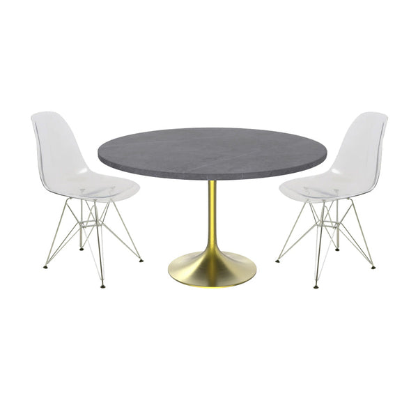 LeisureMod-Verve Mid-Century Modern 48" Round Dining Table Set