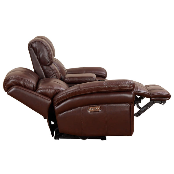 Sunset Trading Luxe Leather/ Livorno 9102 Power Reclining Loveseat with Articulating Headrest & Console-Brown SU-9102-88-1394-73
