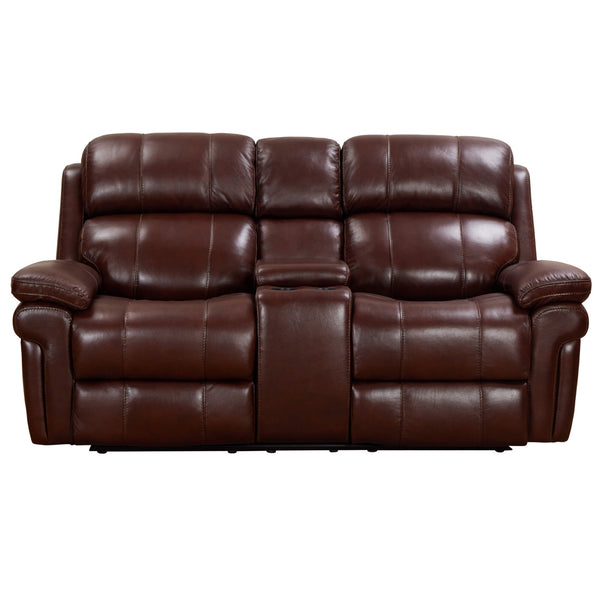 Sunset Trading Luxe Leather/ Livorno 9102 Power Reclining Loveseat with Articulating Headrest & Console-Brown SU-9102-88-1394-73