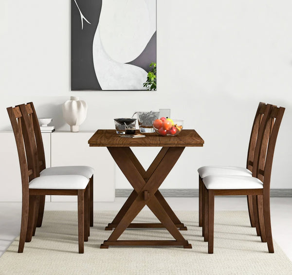 Mid-Century Wood Dining Table Set For 4