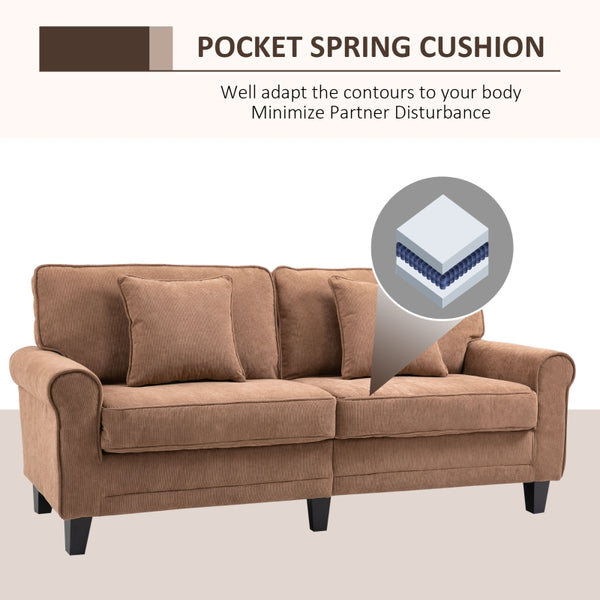 Sleek and Cozy: 78" Modern 3-Seater Sofa with Corduroy Fabric Upholstery