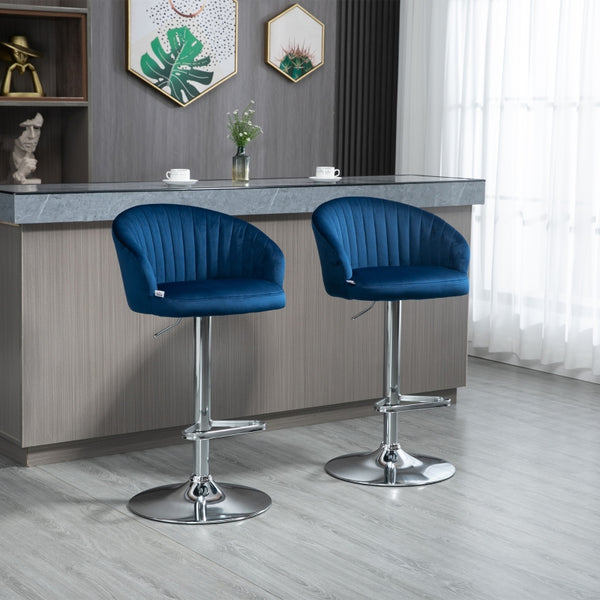 Upholstered Barstools Set of 4 with Swivel Seat and Footrest