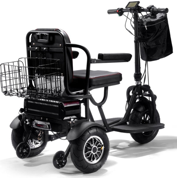 MotoTec Folding Mobility Electric Trike 48v 1000w Dual Motor Lithium Black
