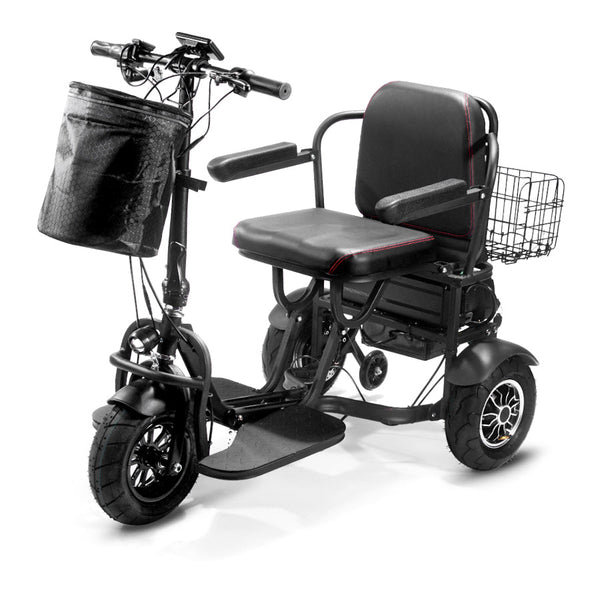 MotoTec Folding Mobility Electric Trike 48v 1000w Dual Motor Lithium Black