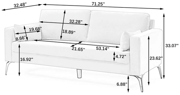 Cozy 3-Seater Sofa: Orange Design with Square Arms